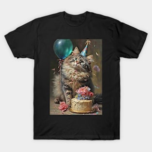 Maine Coon Cat Birthday Card #2 T-Shirt